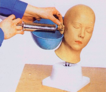 How does the ear irrigation training model provide targeted training programs